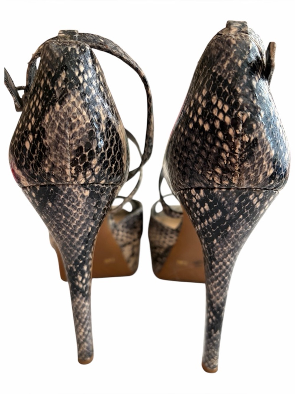 Gianni Bini Snakeskin Platform Peep Toe Heels 5” Size 7.5 Python Animal Print - Picture 4 of 7
